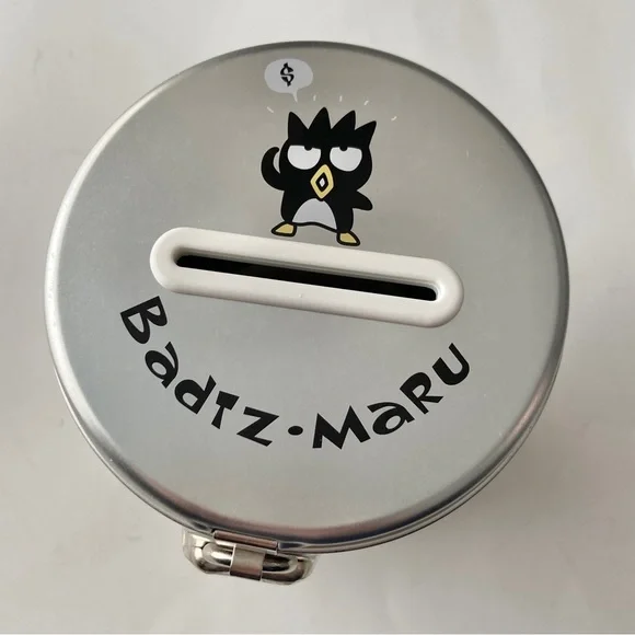 🎉DELETING TODAY Vintage Sanrio Coin Bank Silver Tin Lock Bad Badtz-Maru Hana-Mar - Picture 5 of 7